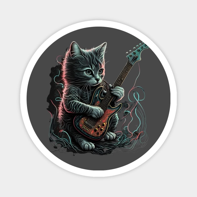 Cat playing guitar Magnet by Something Clever